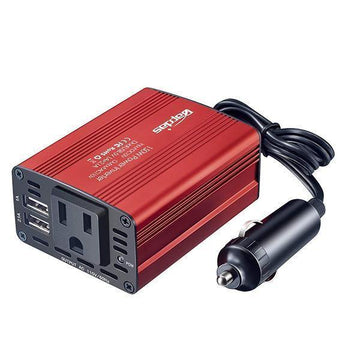 150W Car Power Inverter DC 12V to 110V/220V AC Car Converter with 3.1A Dual USB Car Adapter-Red-OXYGENSOLVE